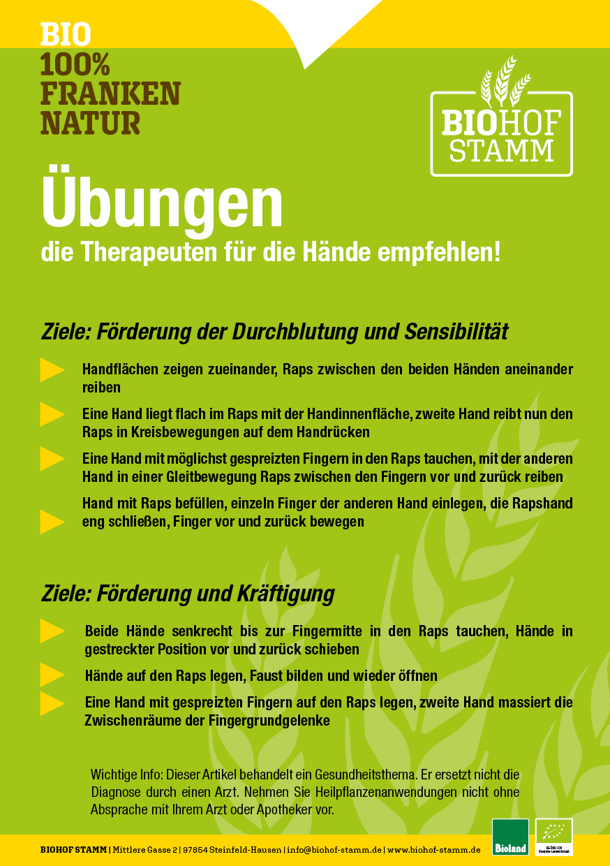 THERAPIE-RAPS | Starter Set<br> BIOLAND Raps<br>Rapsbeutel & Anleitung – Bild 6